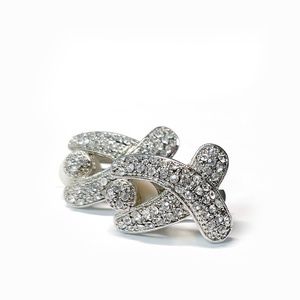 Rhinestone Graffiti X Silver-Tone Clip-On Earrings